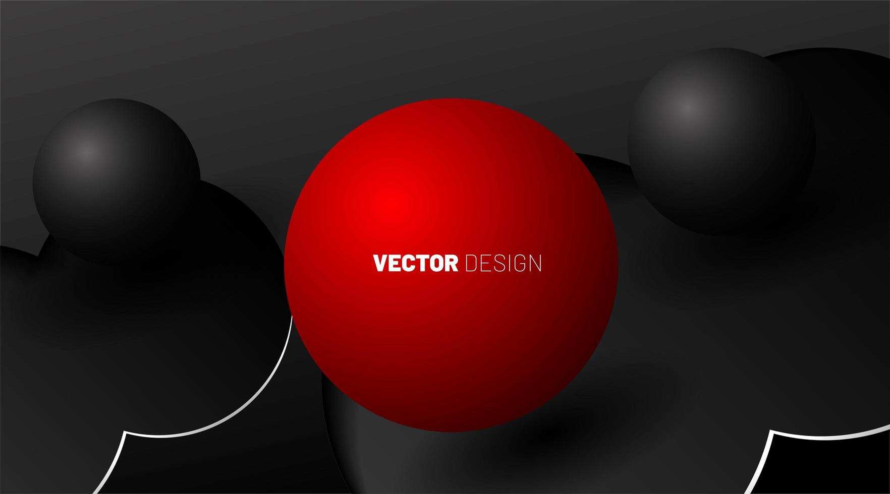 3D-vormen van rode ballen en grijze ballen op een donkere achtergrond. vector
