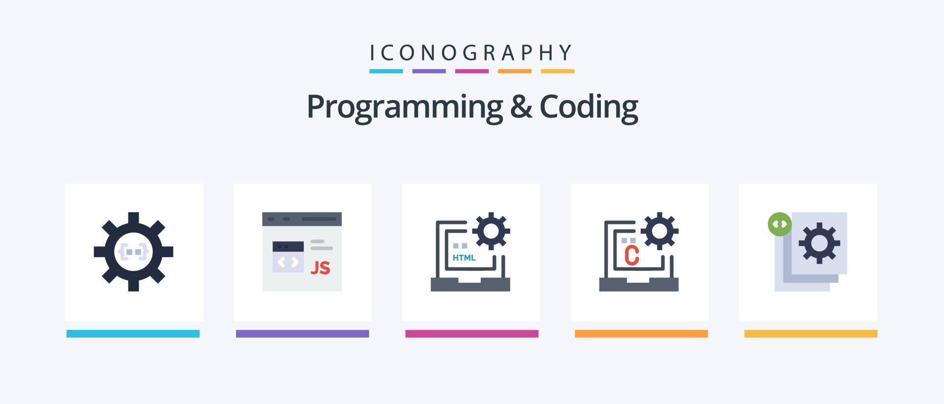 programmering en codering vlak 5 icoon pak inclusief codering. c. ontwikkeling. html. ontwikkelen. creatief pictogrammen ontwerp vector
