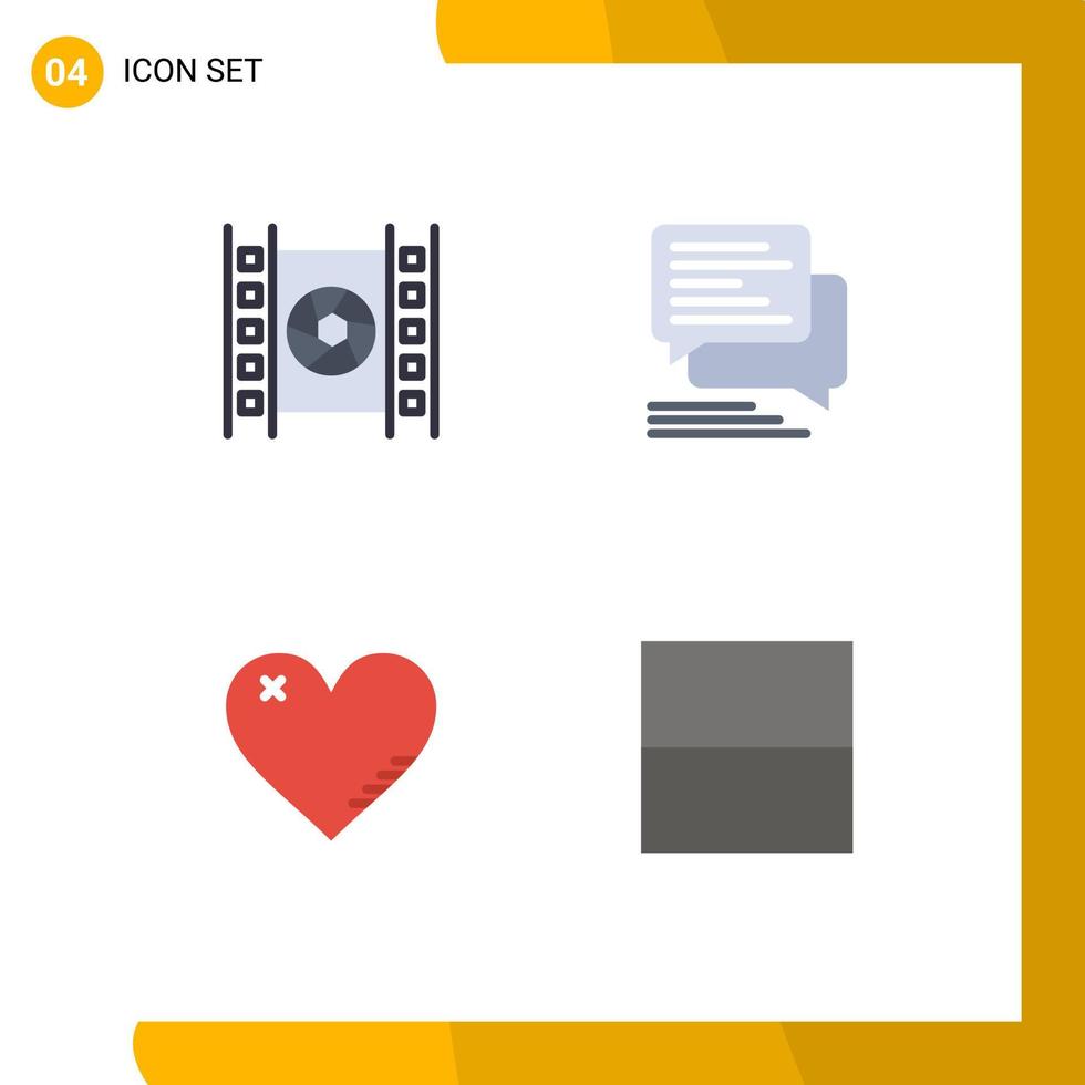 reeks van 4 modern ui pictogrammen symbolen tekens voor film hart multimedia berichten Leuk vinden bewerkbare vector ontwerp elementen