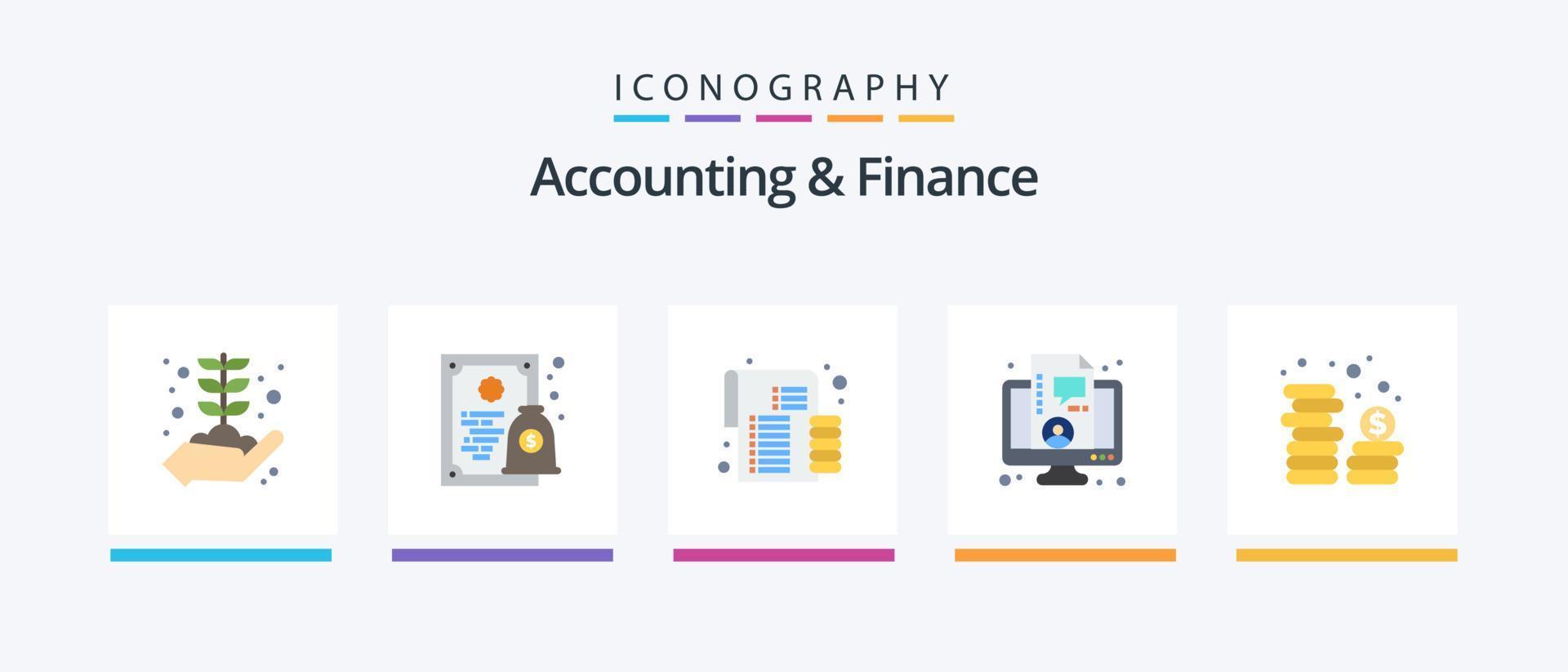 accounting en financiën vlak 5 icoon pak inclusief munten. live. begroting. financiën. bedrijf. creatief pictogrammen ontwerp vector