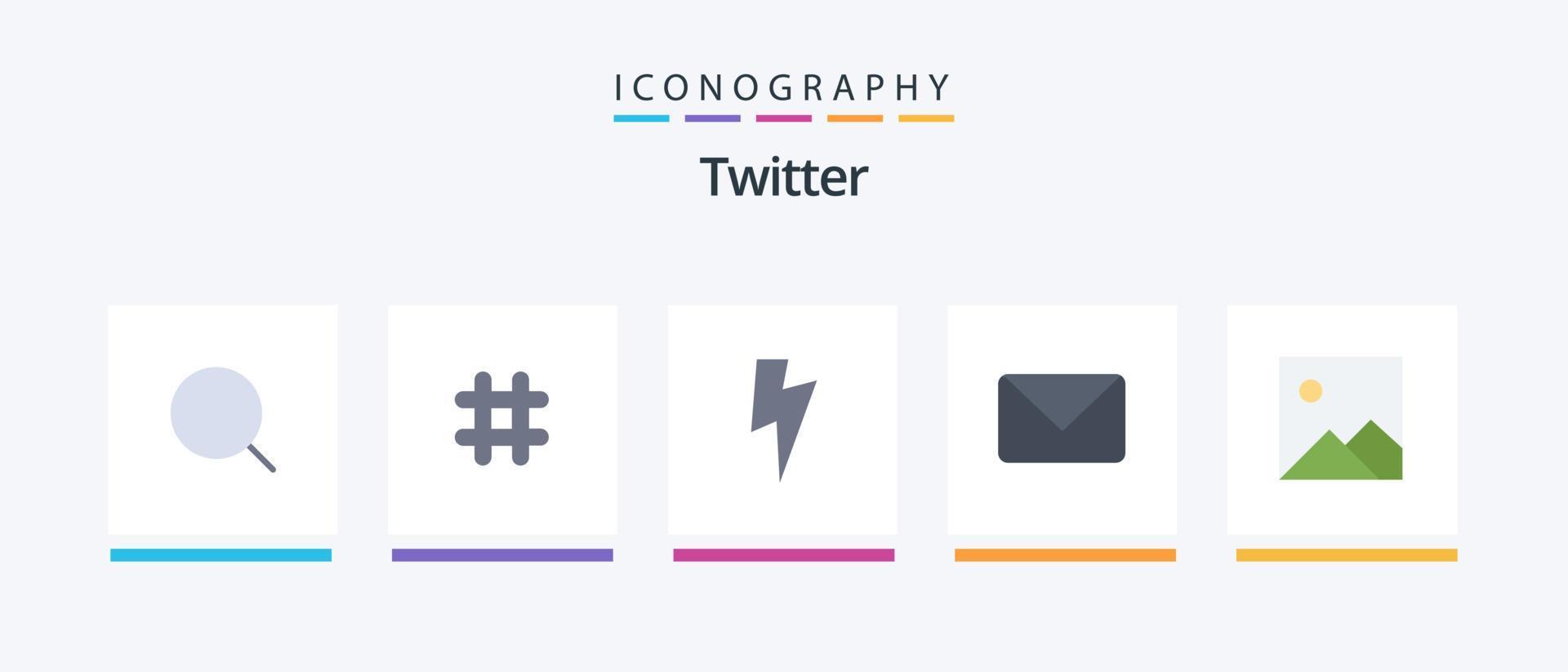 twitter vlak 5 icoon pak inclusief afbeelding. twitteren. twitteren. chatten. mail. creatief pictogrammen ontwerp vector