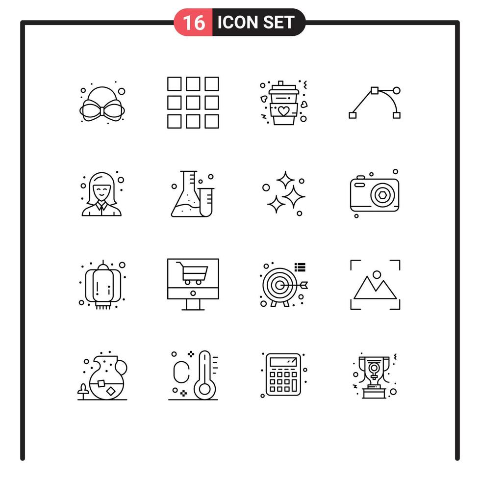 16 creatief pictogrammen modern tekens en symbolen van fles leerling lang meisje punt bewerkbare vector ontwerp elementen
