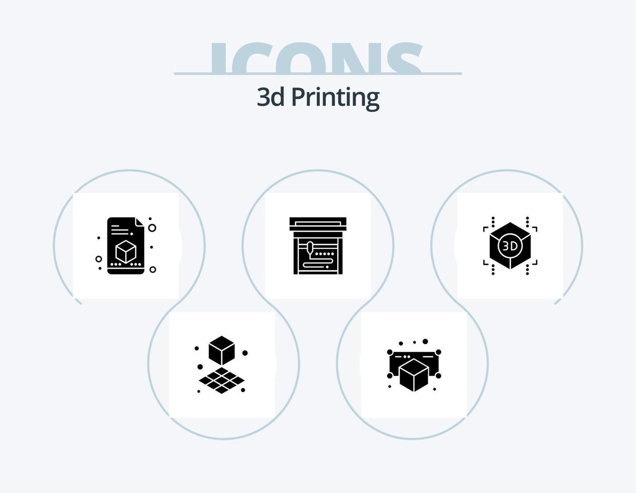 3d het drukken glyph icoon pak 5 icoon ontwerp. . punt. kubus. voorwerp. apparaatje vector