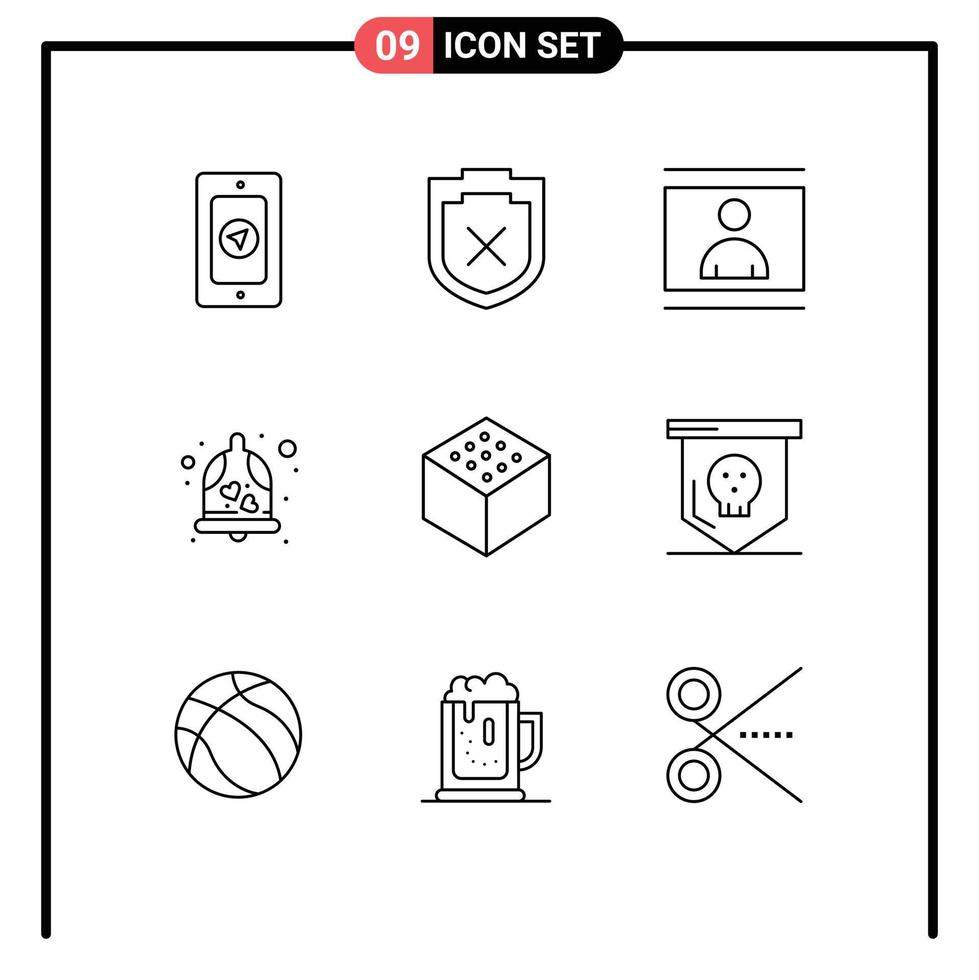 9 gebruiker koppel schets pak van modern tekens en symbolen van bord kubus persoon bruiloft klok liefde bewerkbare vector ontwerp elementen