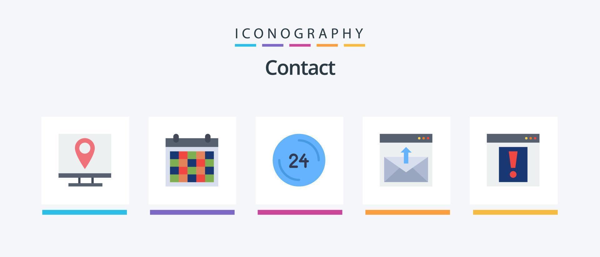 contact vlak 5 icoon pak inclusief contact ons. communicatie. contact ons. contact ons. klok. creatief pictogrammen ontwerp vector