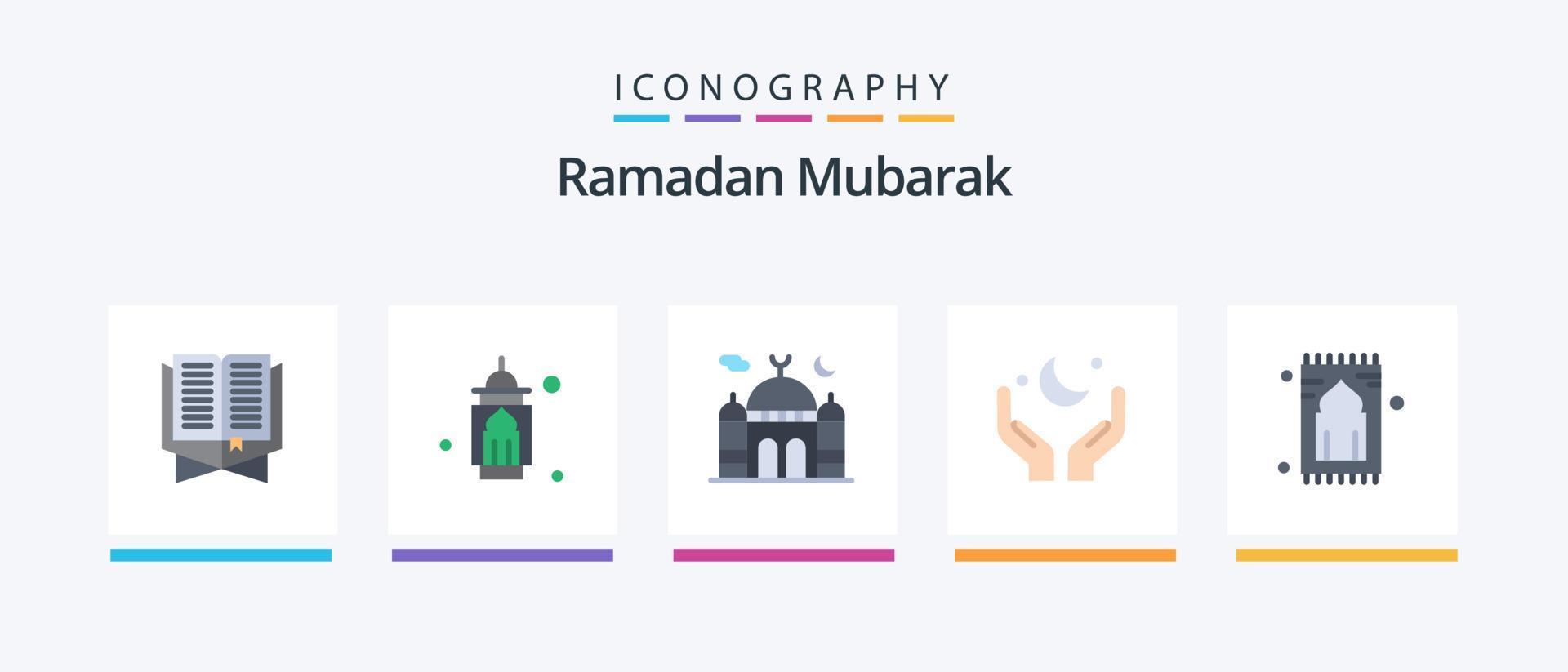 Ramadan vlak 5 icoon pak inclusief tapijt. tapijt. maan. eid. maan. creatief pictogrammen ontwerp vector