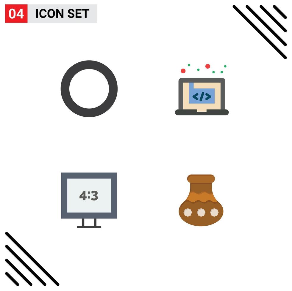 4 vlak icoon concept voor websites mobiel en apps pakking Scherm toepassing afzet pot bewerkbare vector ontwerp elementen
