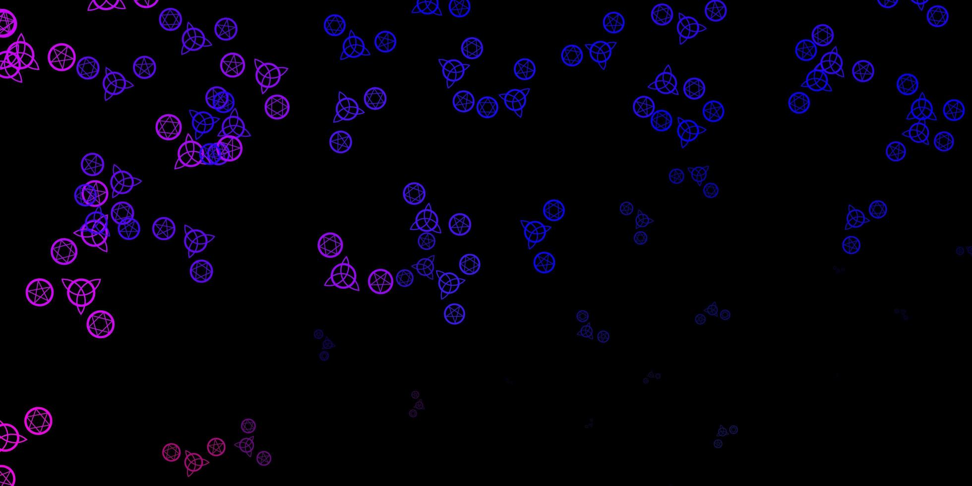 donkerroze, blauwe vectorachtergrond met mysteriesymbolen vector