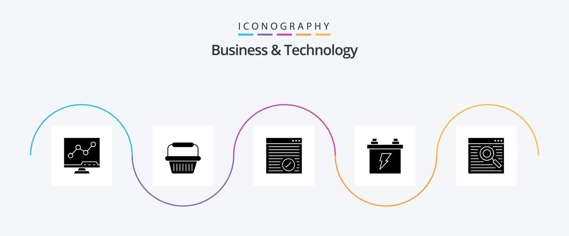 bedrijf en technologie glyph 5 icoon pak inclusief online. energie. browser. elektrisch. accumulator vector