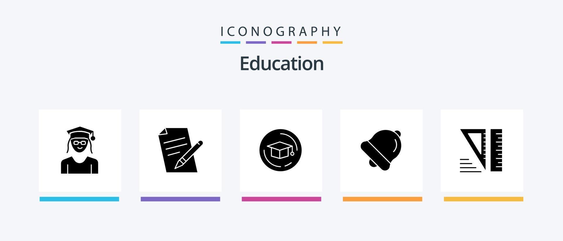 onderwijs glyph 5 icoon pak inclusief . geometrisch. kap. onderwijs. klok. creatief pictogrammen ontwerp vector