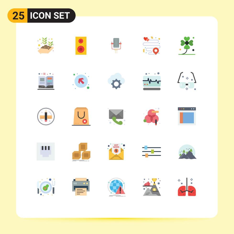 reeks van 25 modern ui pictogrammen symbolen tekens voor Ierland Klaver microfoon pin hart bewerkbare vector ontwerp elementen