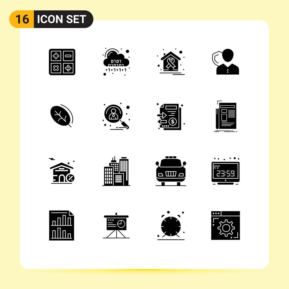 pak van 16 modern solide glyphs tekens en symbolen voor web afdrukken media zo net zo persoon werknemer server veiligheid Gezondheid bewerkbare vector ontwerp elementen