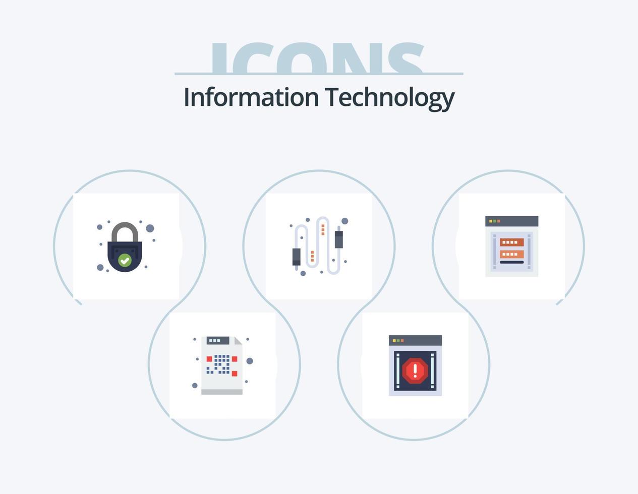 informatie technologie vlak icoon pak 5 icoon ontwerp. computer. geluid. kennisgeving. veiligheid. veilig vector