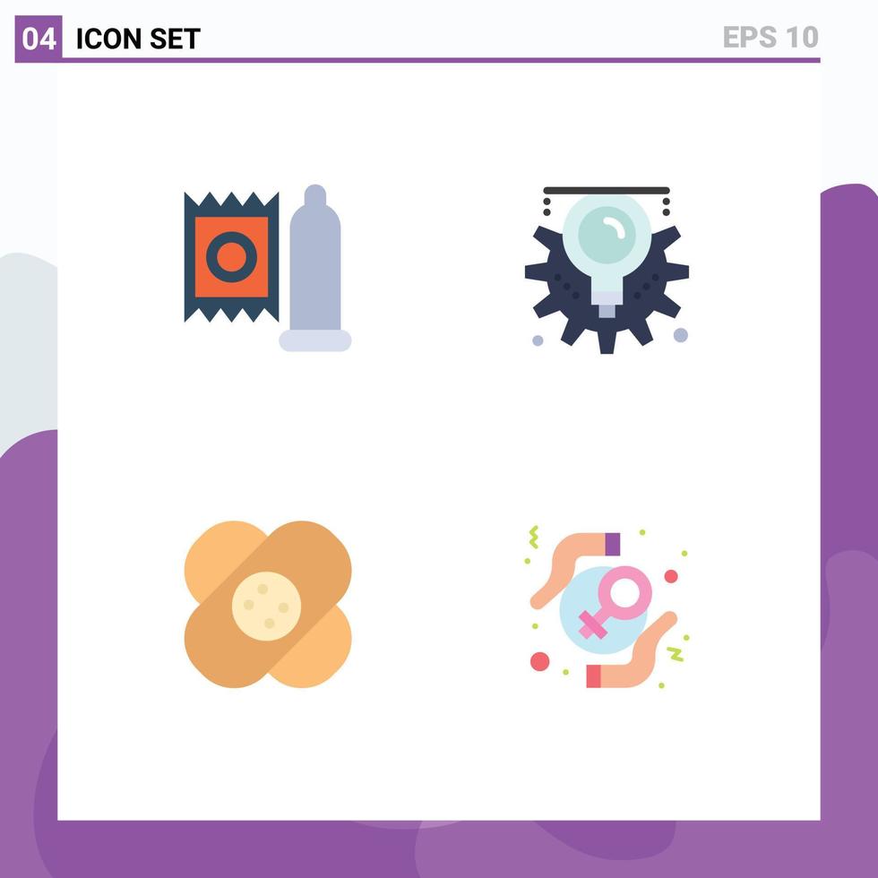 4 gebruiker koppel vlak icoon pak van modern tekens en symbolen van condoom ziekenhuis geneeskunde creatief wond bewerkbare vector ontwerp elementen