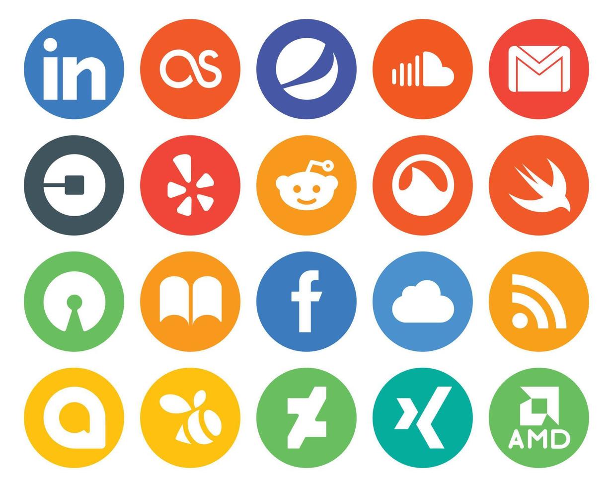 20 sociaal media icoon pak inclusief ibooks snel mail grooveshark gillen vector