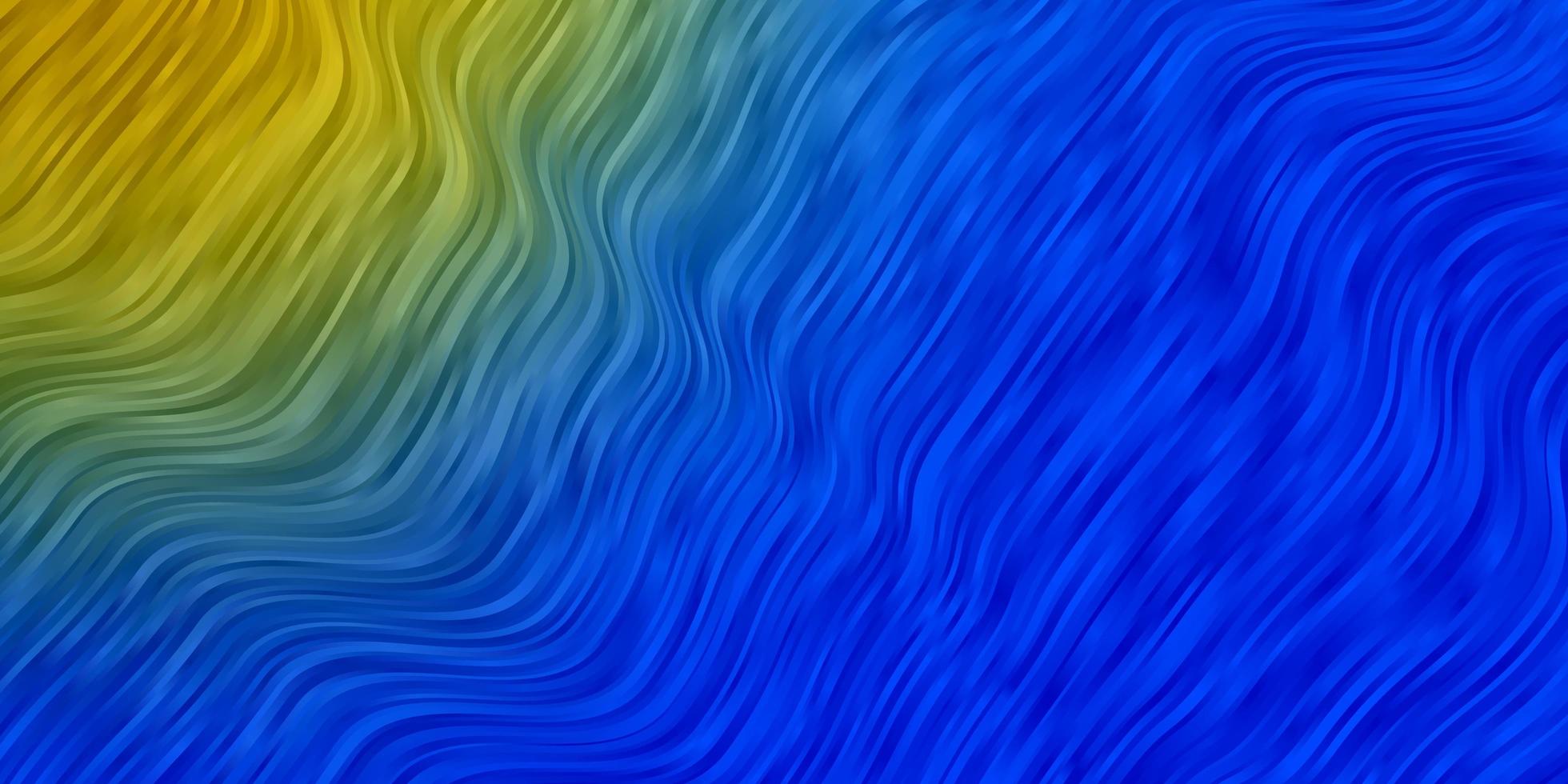 lichtblauwe, gele vectorachtergrond met gebogen lijnen. vector