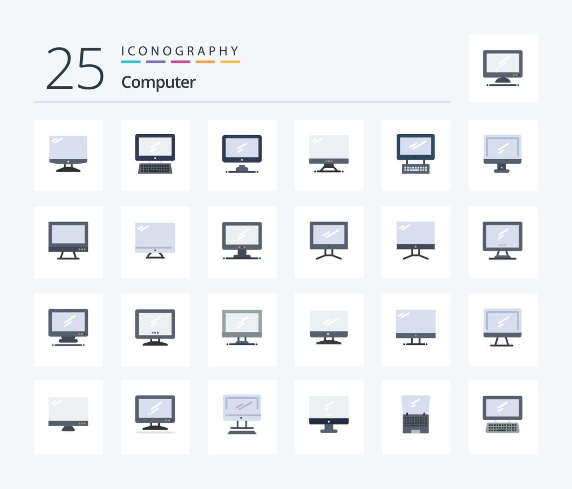 computer 25 vlak kleur icoon pak inclusief . laag 1. laptop. pc. apparaat vector