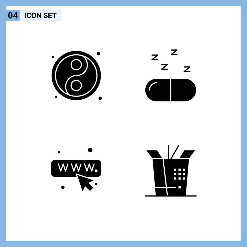 4 gebruiker koppel solide glyph pak van modern tekens en symbolen van yin yang voedsel drug seo laag 1 bewerkbare vector ontwerp elementen