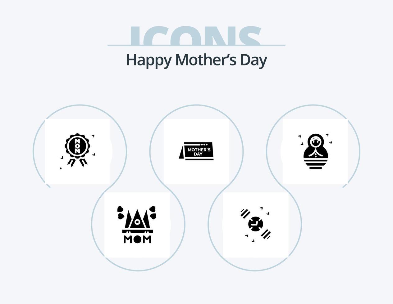gelukkig moeders dag glyph icoon pak 5 icoon ontwerp. datum . kalender . hand- kijk maar . certificaat vector