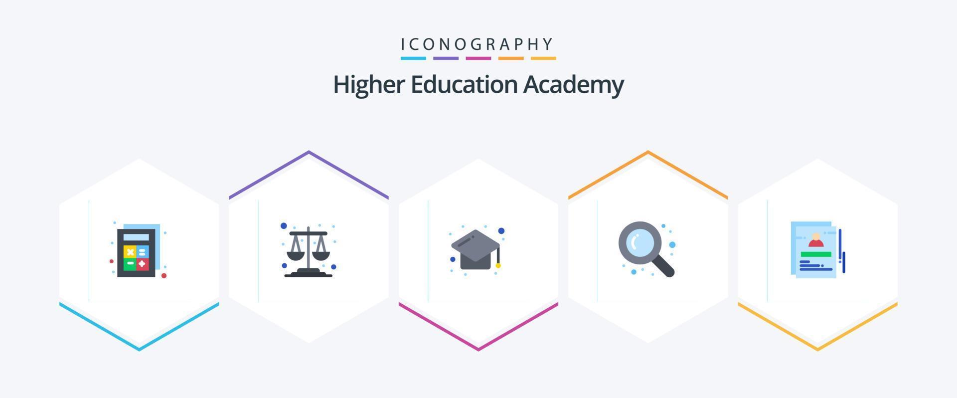 academie 25 vlak icoon pak inclusief leerling. school. onderwijs. bladzijde. zoeken vector