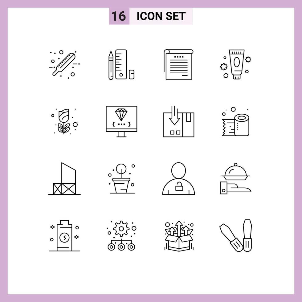 modern reeks van 16 contouren pictogram van bloem spa leerling bedenken schoonheid bewerkbare vector ontwerp elementen