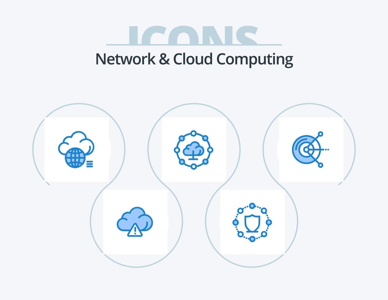 netwerk en wolk berekenen blauw icoon pak 5 icoon ontwerp. schijf. computer. idee. deel. wolk berekenen vector