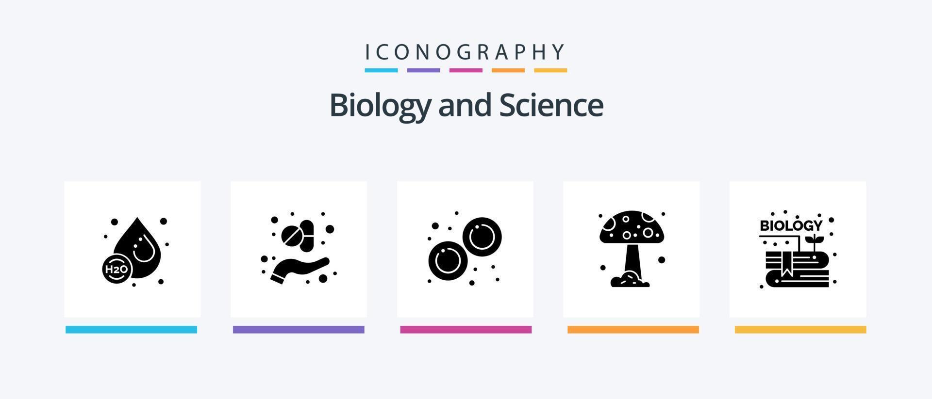 biologie glyph 5 icoon pak inclusief tuin. boek. biologie. natuur. Woud. creatief pictogrammen ontwerp vector