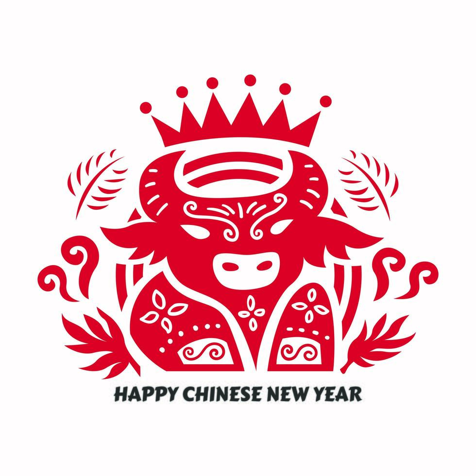chinees nieuwjaar 2021. jaar van de os. vector