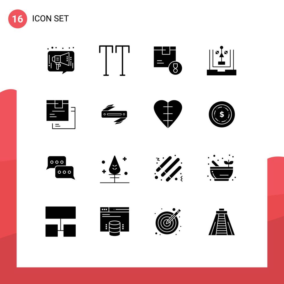 bewerkbare vector lijn pak van 16 gemakkelijk solide glyphs van planning ontwikkeling prestatie ontwikkelen Product bewerkbare vector ontwerp elementen
