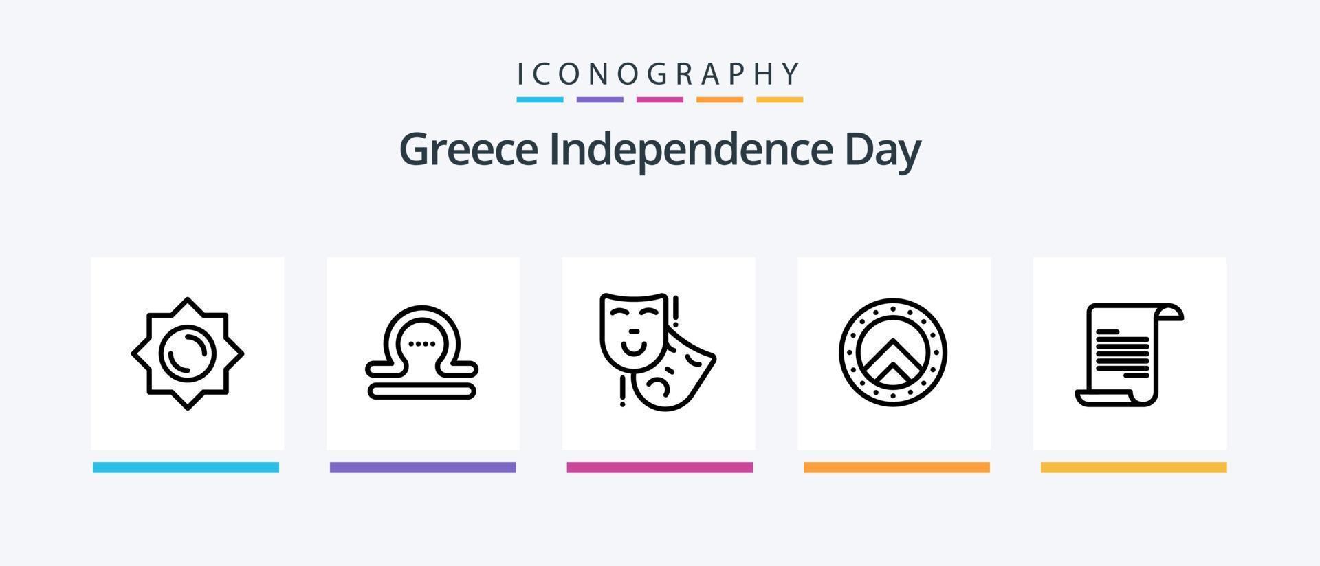 Griekenland onafhankelijkheid dag lijn 5 icoon pak inclusief gebouw. persona. cultuur. maskers. natie. creatief pictogrammen ontwerp vector