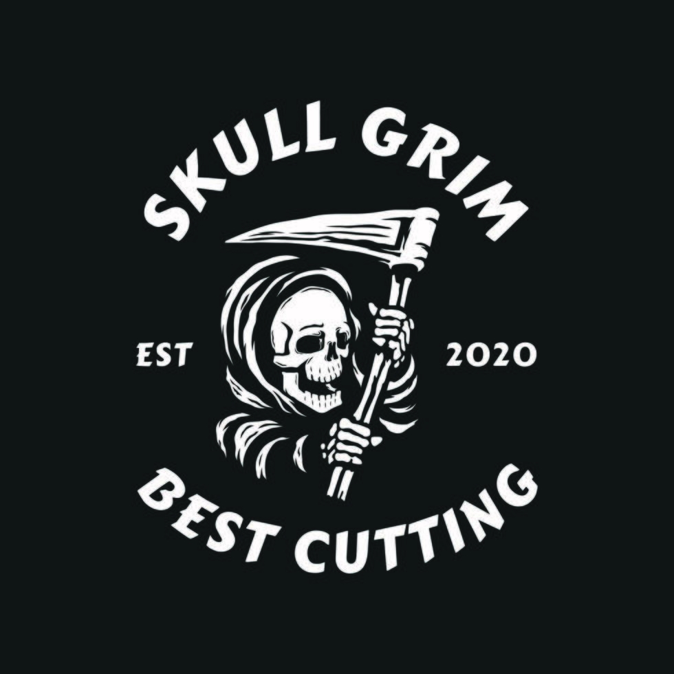 schedel grim reaper met sikkel t-shirt design vector