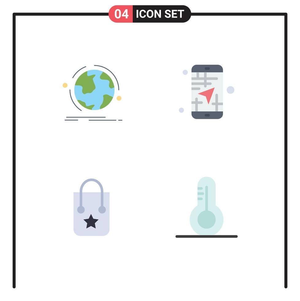 voorraad vector icoon pak van 4 lijn tekens en symbolen voor wereldbol reizen verbinding app zak bewerkbare vector ontwerp elementen