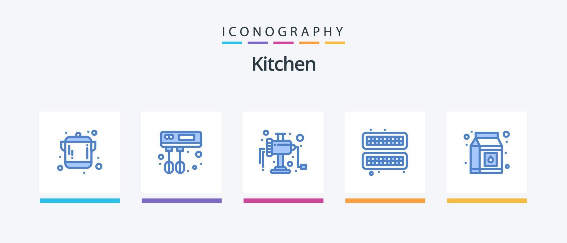 keuken blauw 5 icoon pak inclusief . pak. vlees. pakket. dienblad. creatief pictogrammen ontwerp vector