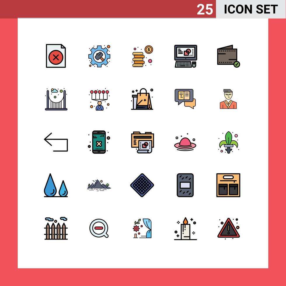 voorraad vector icoon pak van 25 lijn tekens en symbolen voor e toevoegen munten werkwijze sleutel bord bewerkbare vector ontwerp elementen