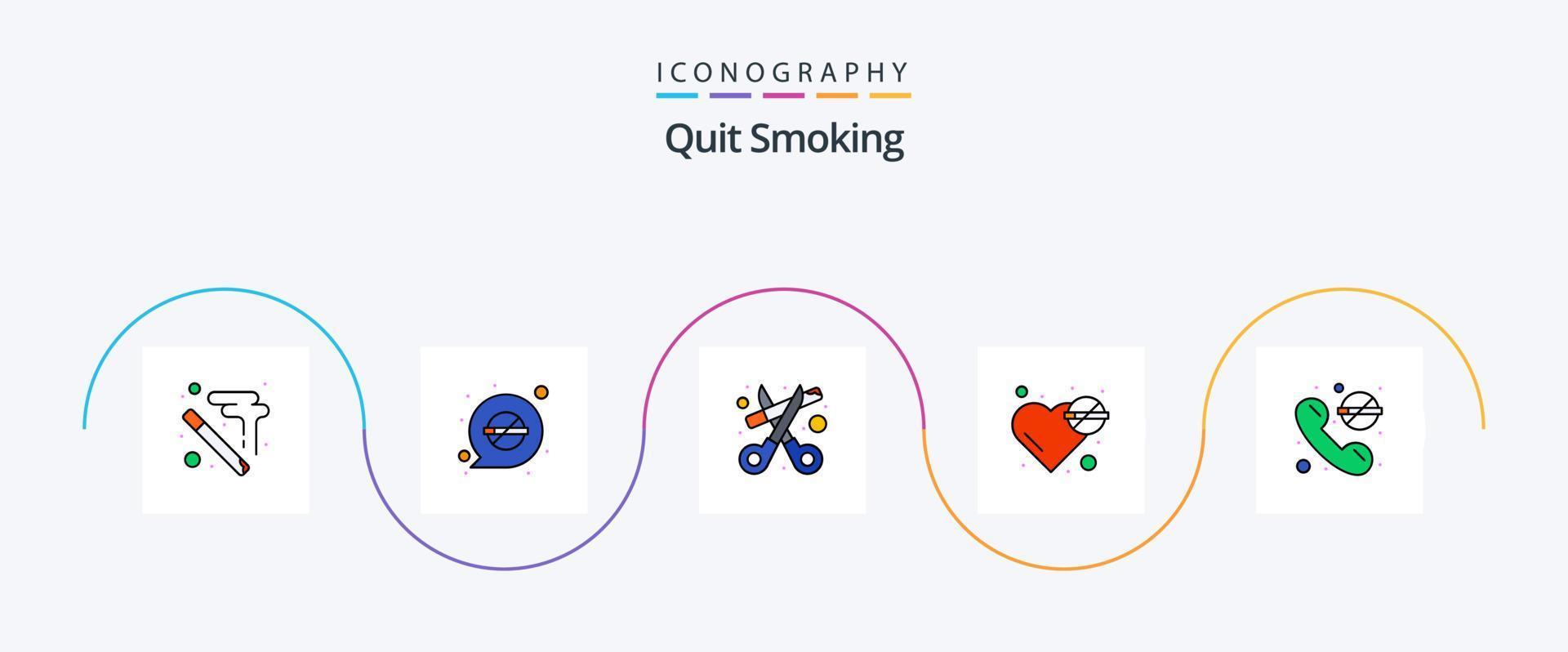 stoppen roken lijn gevulde vlak 5 icoon pak inclusief telefoongesprek. probleem. levensstijl. druk. bloed vector