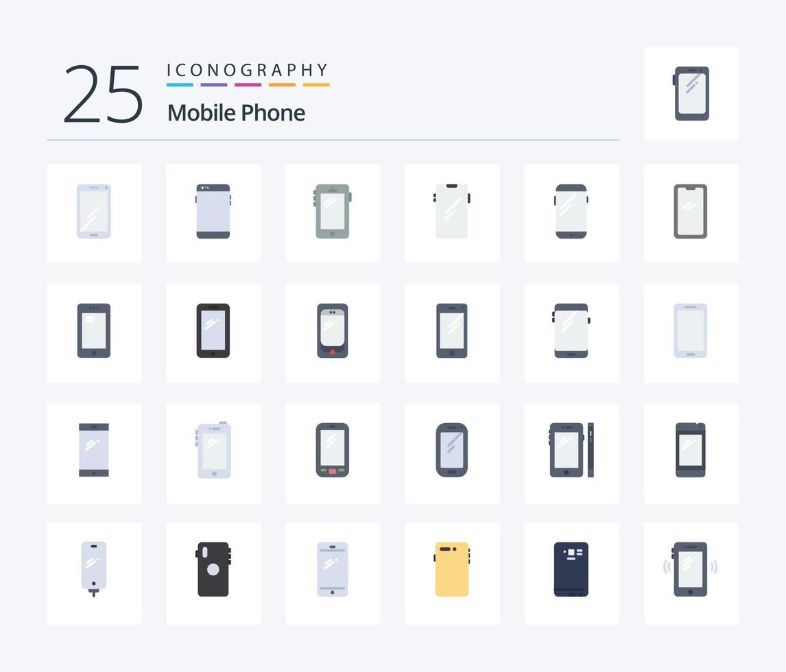 mobiel telefoon 25 vlak kleur icoon pak inclusief mobiel. telefoon. huawei. macht bank. mobiel vector