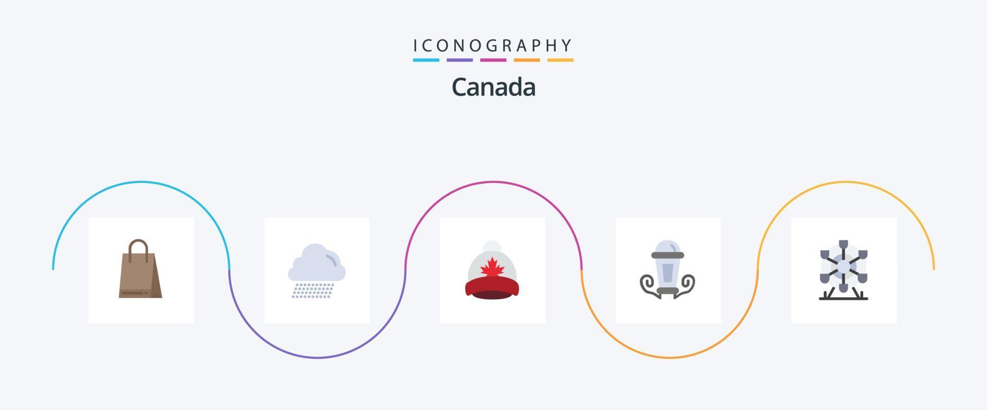 Canada vlak 5 icoon pak inclusief Canada. park. blad. reuzen. lamp vector