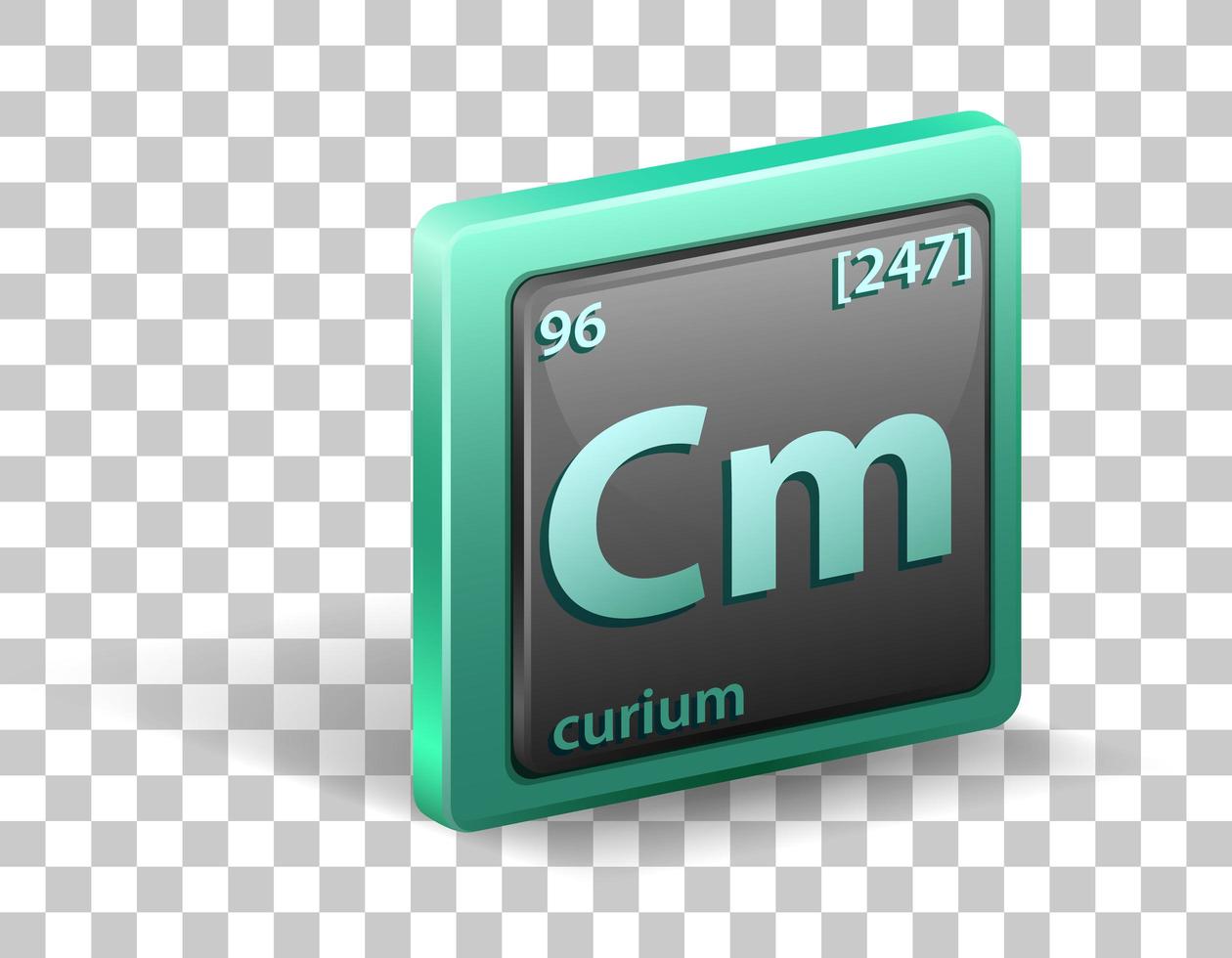 curium scheikundig element. chemisch symbool met atoomnummer en atoommassa. vector