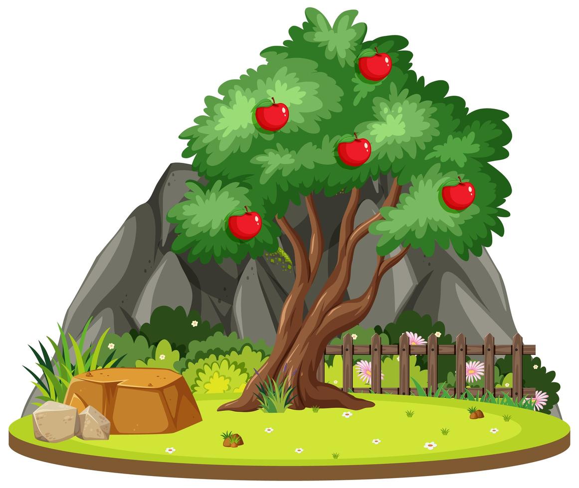 geïsoleerde appelboom in de natuur vector