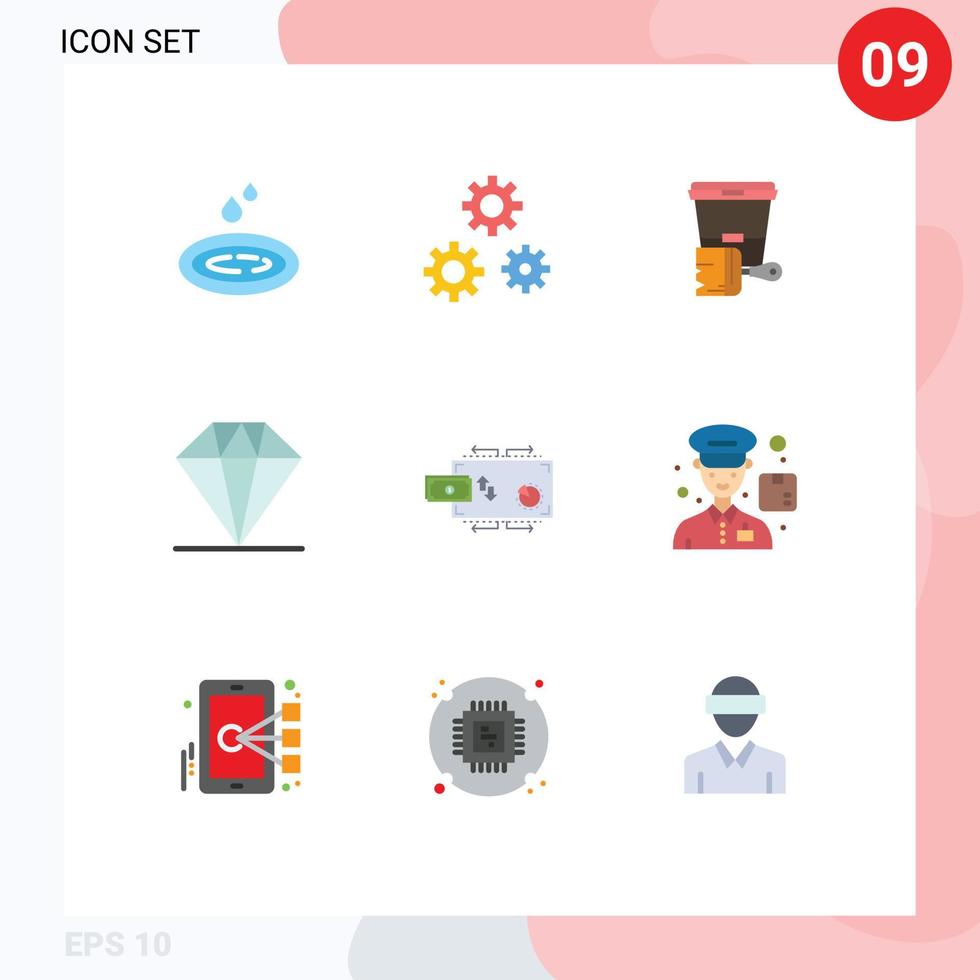 9 gebruiker koppel vlak kleur pak van modern tekens en symbolen van afzet financiën verf Cadeau diamant bewerkbare vector ontwerp elementen