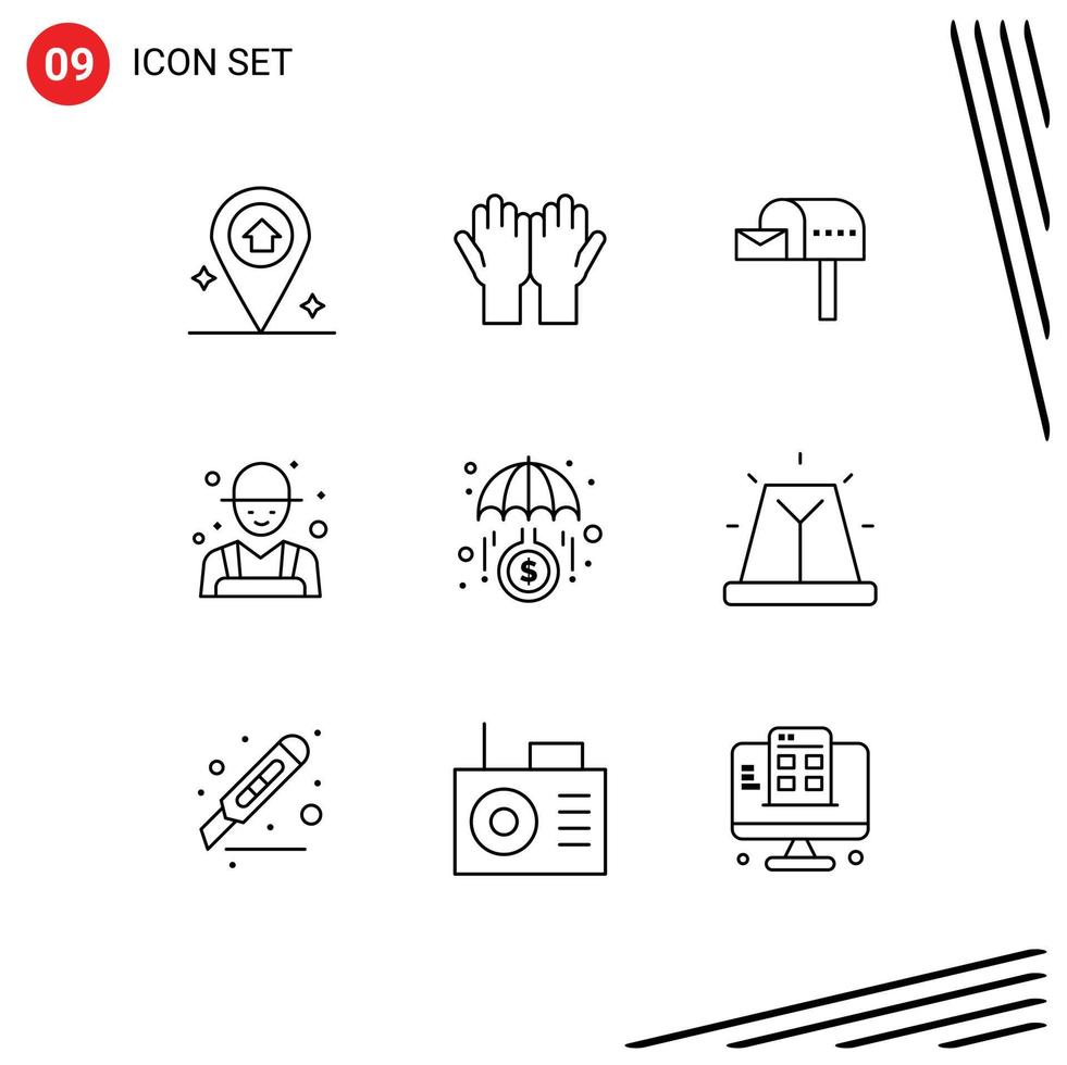9 creatief pictogrammen modern tekens en symbolen van groei boer brief doos landbouw boerderij bewerkbare vector ontwerp elementen