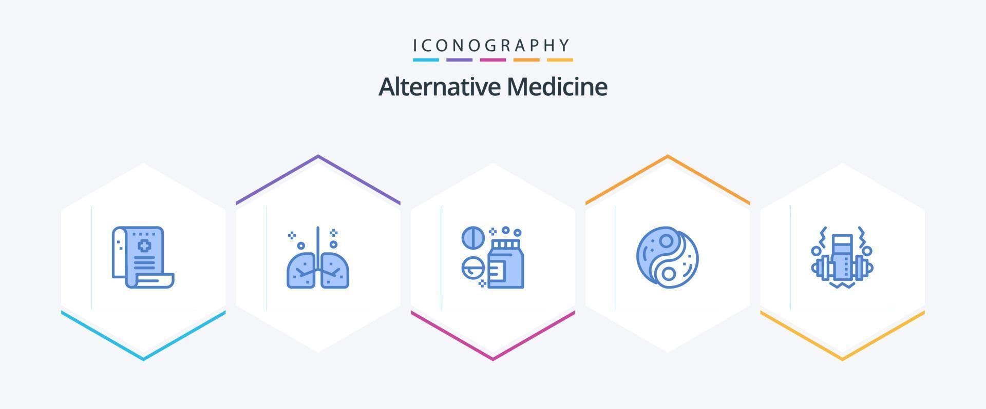 alternatief geneeskunde 25 blauw icoon pak inclusief yang. taoïsme. medisch. polariteit. medisch vector