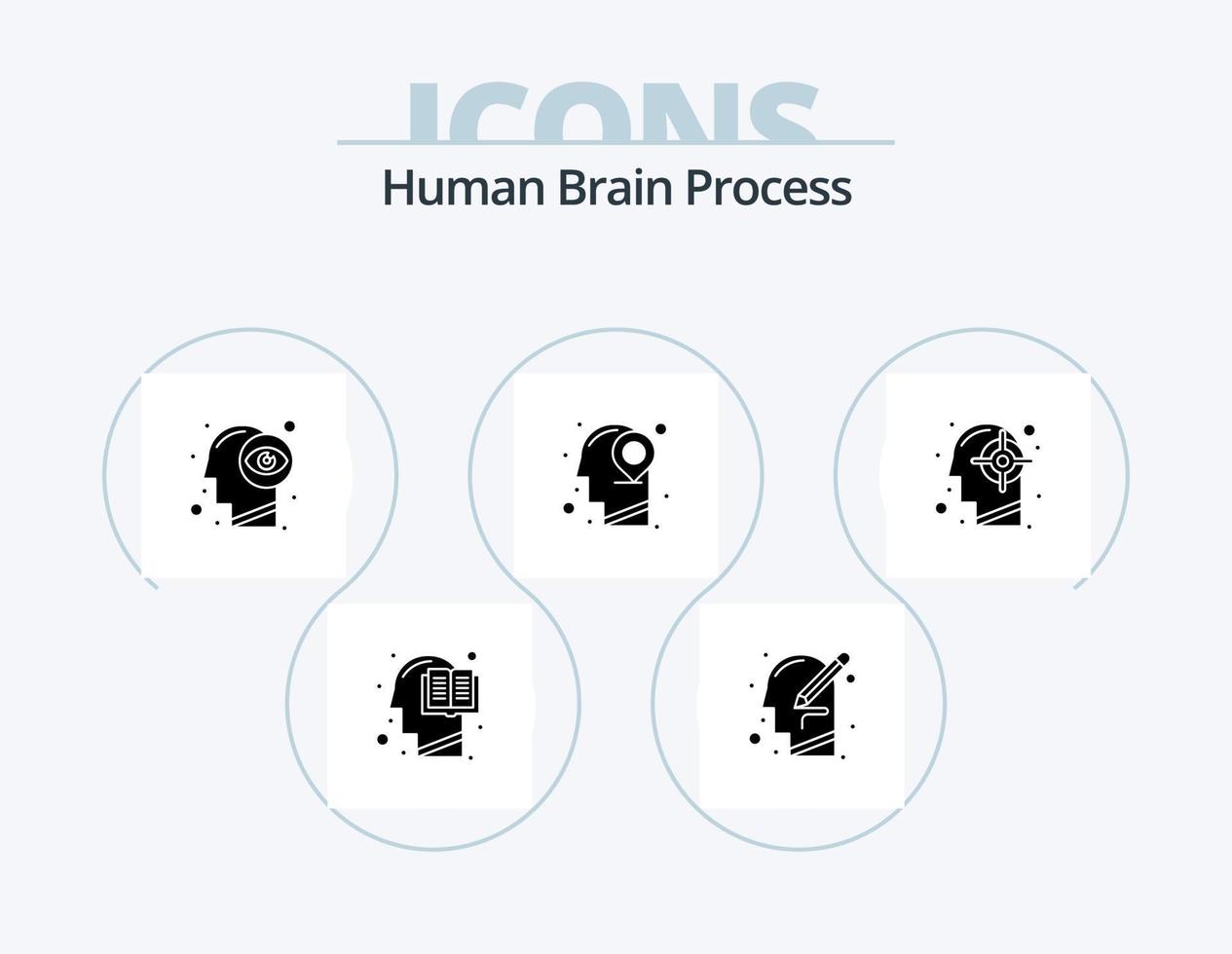 menselijk hersenen werkwijze glyph icoon pak 5 icoon ontwerp. verstand. plaats. denken. hoofd. visie vector