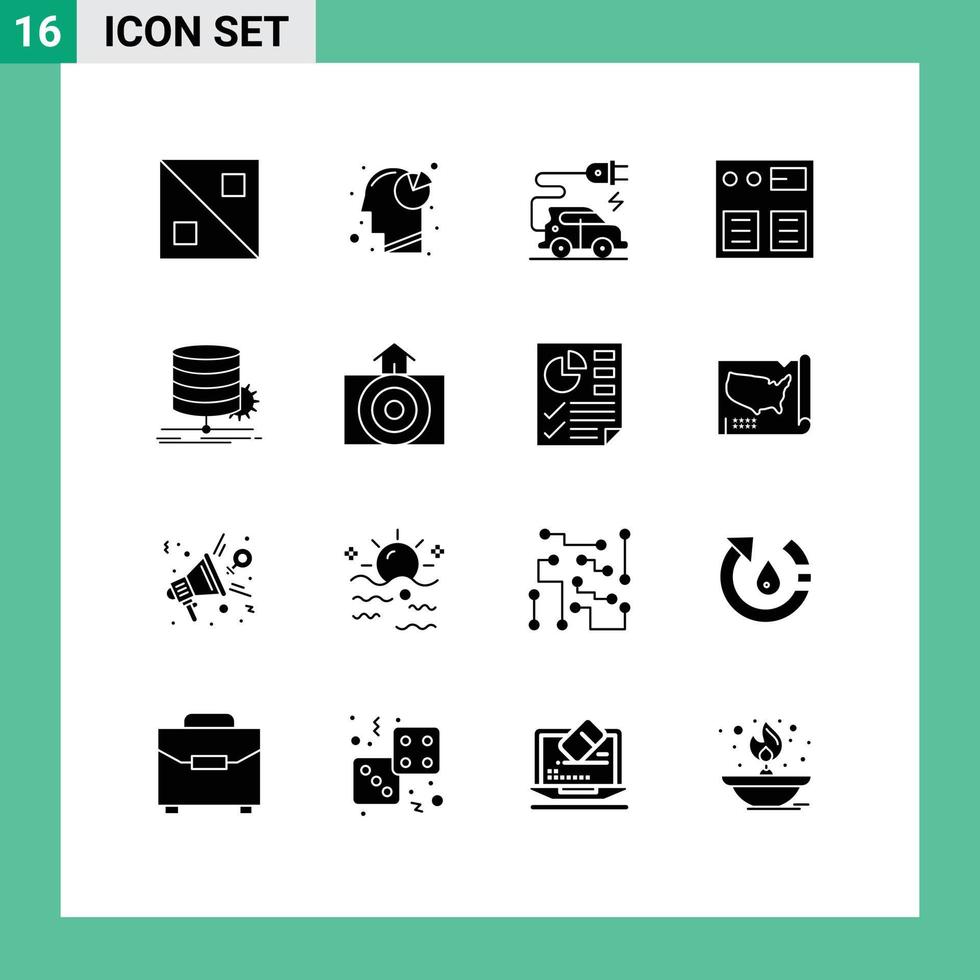 groep van 16 modern solide glyphs reeks voor diagram tabel elektrisch auto algoritme betalen bewerkbare vector ontwerp elementen