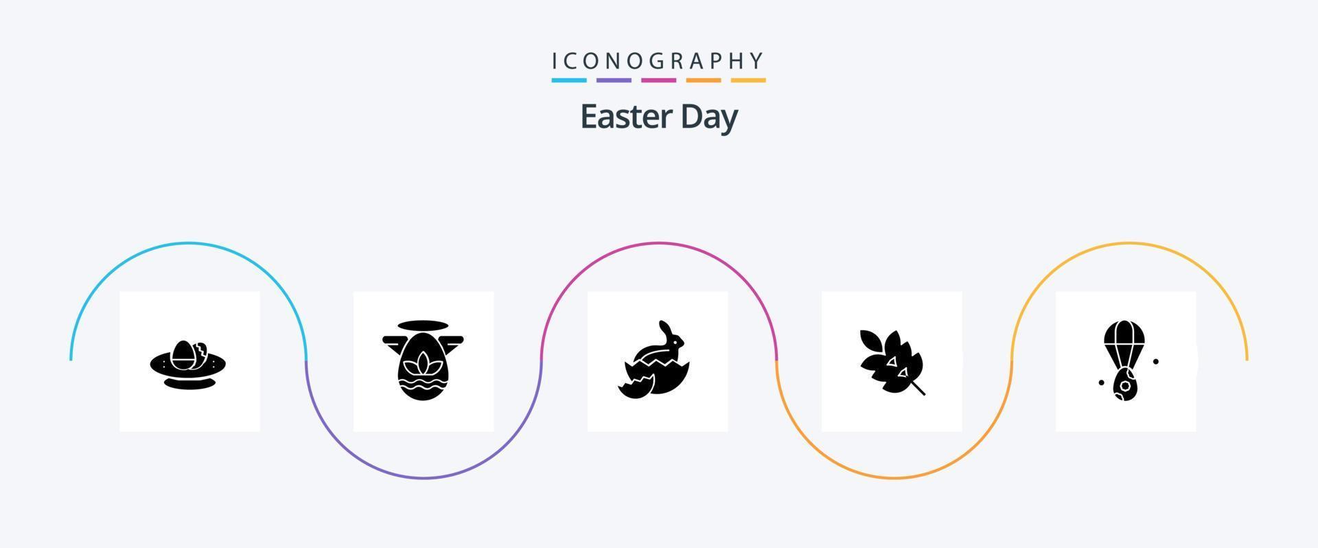 Pasen glyph 5 icoon pak inclusief de lente. blad. gradenboog. groente. natuur vector