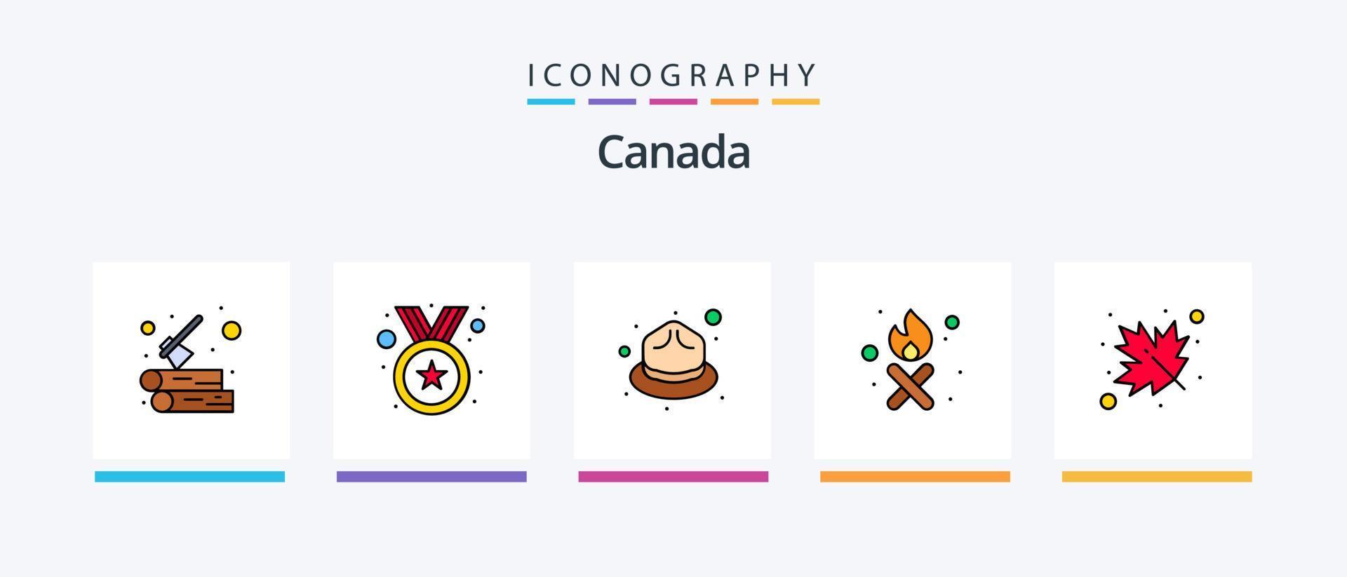 Canada lijn gevulde 5 icoon pak inclusief hart. natie. Canada. vlag. liefde. creatief pictogrammen ontwerp vector