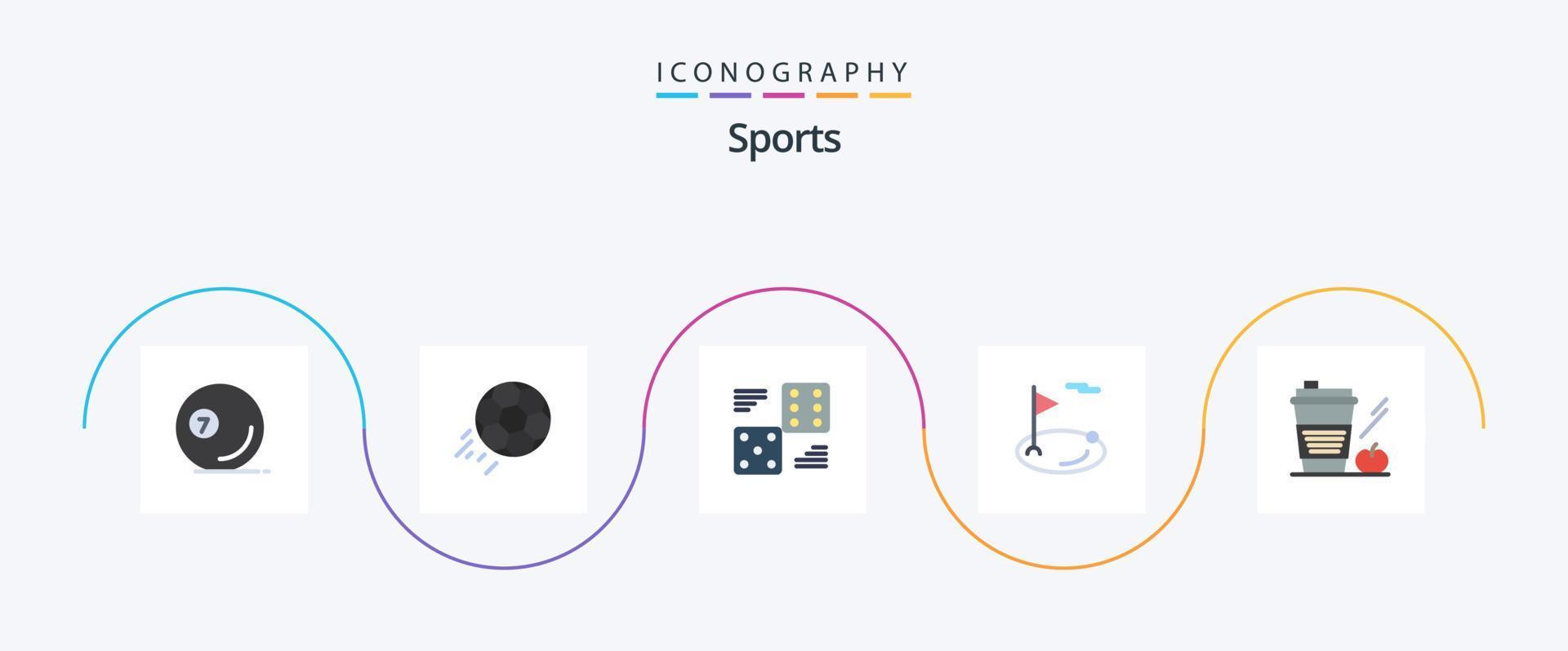 sport- vlak 5 icoon pak inclusief bal. golf. sport. vlag. zes vector