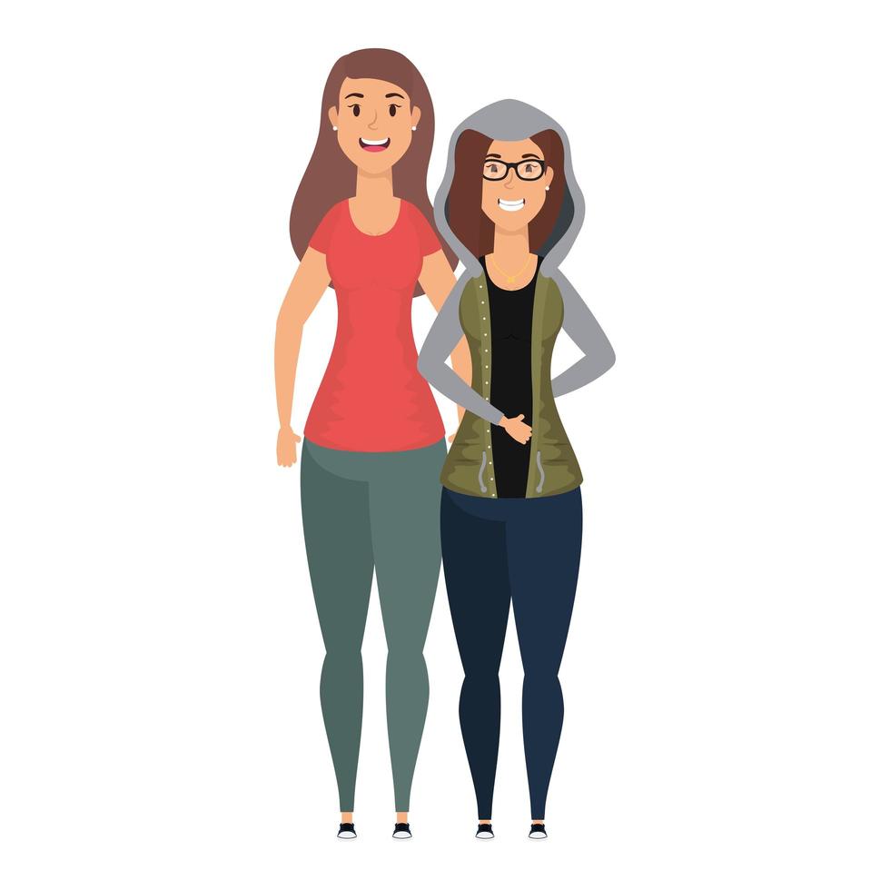 schattige jonge vrouwen avatars-personages vector