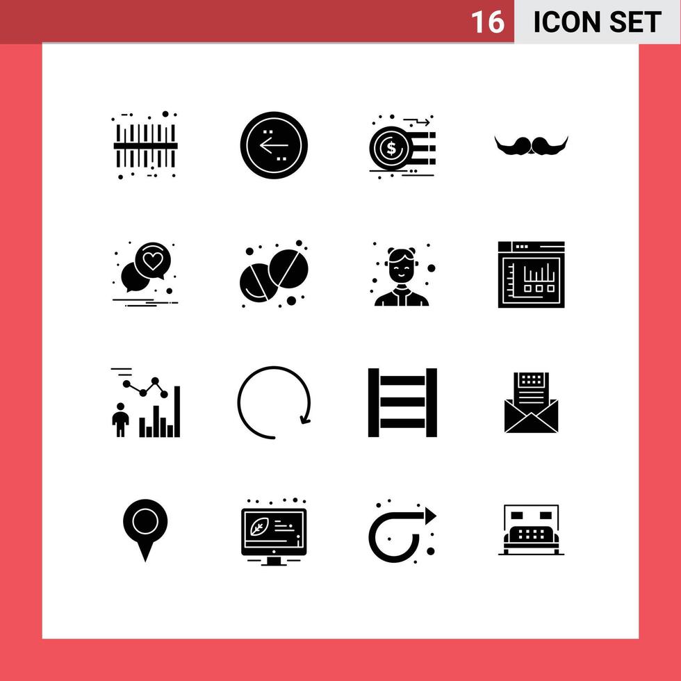 voorraad vector icoon pak van 16 lijn tekens en symbolen voor mannen movember analyse hipster geld bewerkbare vector ontwerp elementen