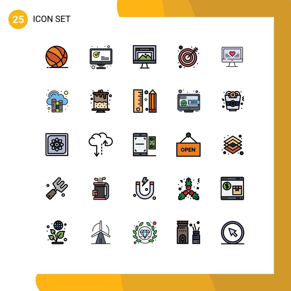reeks van 25 modern ui pictogrammen symbolen tekens voor doelwit pijl scherm website ontwerp bewerkbare vector ontwerp elementen